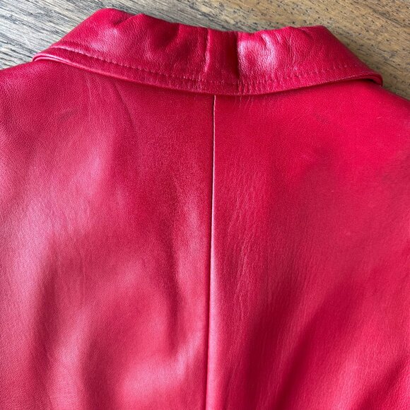 Danier Red Leather Blazer Jacket - Sz L - Amazing Vintage Condition - Picture 11 of 15